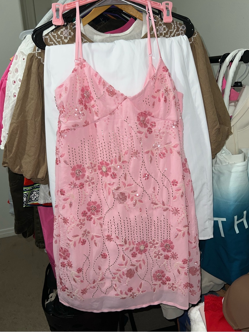 Thirty Thirty Pink Floral Sequin Slip Dress - Picture 6 of 15